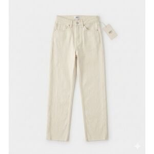 Just Black  straight leg jeans 26  cream off white high waist  raw hem
